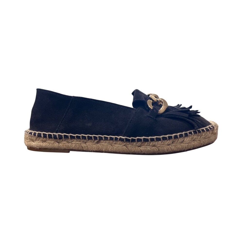 Massimo Dutti Black Suede Espadrille Loafer Gold-Chain Fringe EU 38 / US 7.5 - Picture 9 of 10